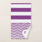 Paarse en witte band bad handdoek (Handdoek)