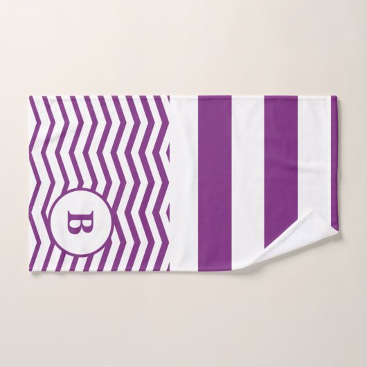 Paarse en witte band bad handdoek (Handdoek)