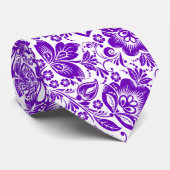 Paarse en witte barokbloemenpatroon stropdas (Opgerold)