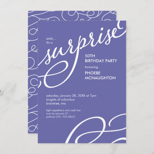 Paarse en witte beleefdheidsfeest kaart (Voorkant / Achterkant)