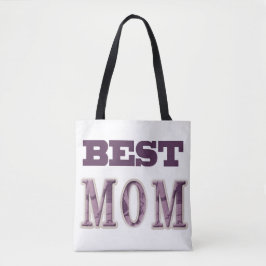 Paarse en witte beste mam ontwerp tote bag