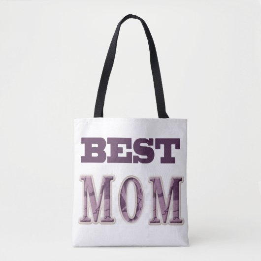 Paarse en witte beste mam ontwerp tote bag (Voorkant)