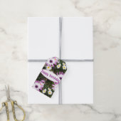 Paarse en witte bloem cadeaulabel (Met Touw)