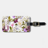 Paarse en witte bloemen | Elegant Floral Bagagelabel (Voorkant horizontaal)