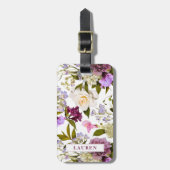 Paarse en witte bloemen | Elegant Floral Bagagelabel (Voorkant verticaal)