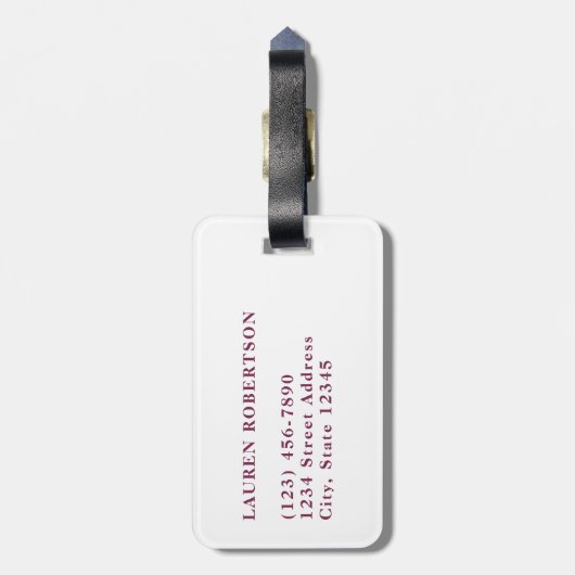 Paarse en witte bloemen | Elegant Floral Bagagelabel (Achterkant verticaal)