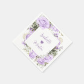 Paarse en witte bloemen gepersonaliseerde bruiloft servet (Hoek)