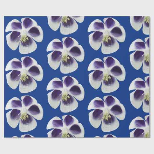 Paarse en witte bloemen inpakpapier (Vlak)