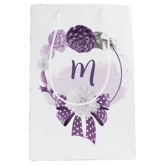 paarse en witte bloemen romantisch medium cadeauzakje (Voorkant)