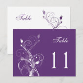 Paarse en Witte Bloemen Tafelnummer Post Kaart (Voorkant / Achterkant)
