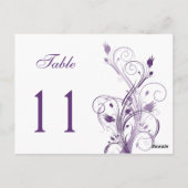 Paarse en Witte Bloemen Tafelnummer Post Kaart (Achterkant)
