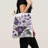 Paarse en witte bloemen Tote Bag (Dichtbij)