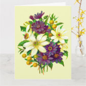 Paarse en witte bloemen w/Quotation Kaart (Gele Bloem)