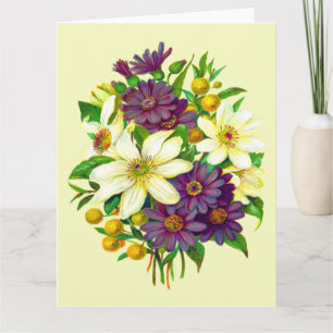 Paarse en witte bloemen w/Quotation Kaart