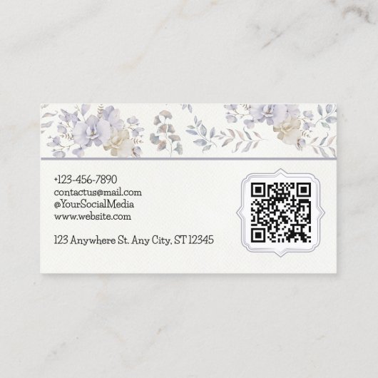 Paarse en witte bloemen Waterverf Visitekaartje (Achterkant)