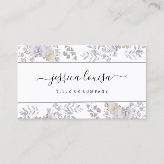 Paarse en witte bloemen Waterverf Visitekaartje (Voorkant)
