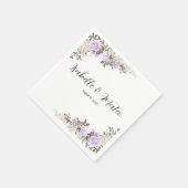 Paarse en witte bloemenaangepaste bruiloft servet (Hoek)