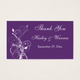Paarse en witte bloemenbruiloft gunst Label Visitekaartje