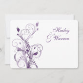 Paarse en witte bloemenbruiloft uitnodiging 2 (Voorkant)