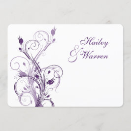 Paarse en witte bloemenbruiloft uitnodiging 2