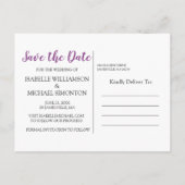 Paarse en witte bloemenfoto Bewaar de datum Aankondigingskaart (Achterkant)