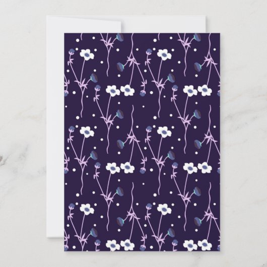 Paarse en Witte Bloemengrens Wit Vrijgezellenfeest Kaart (Achterkant)