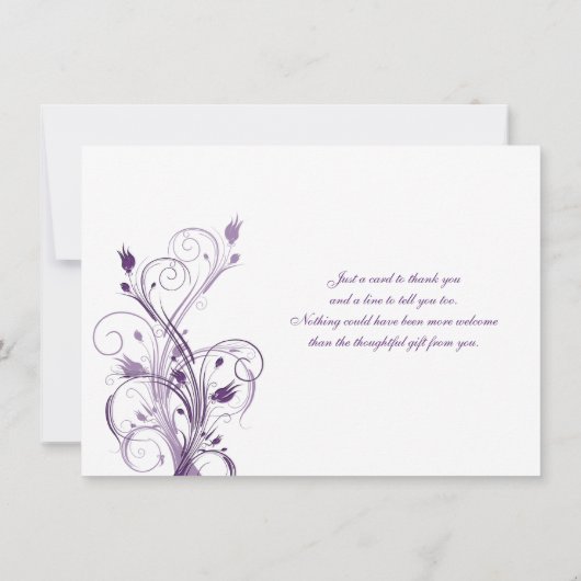 Paarse en witte bloemenkaart (Flat) Bedankkaart (Achterkant)