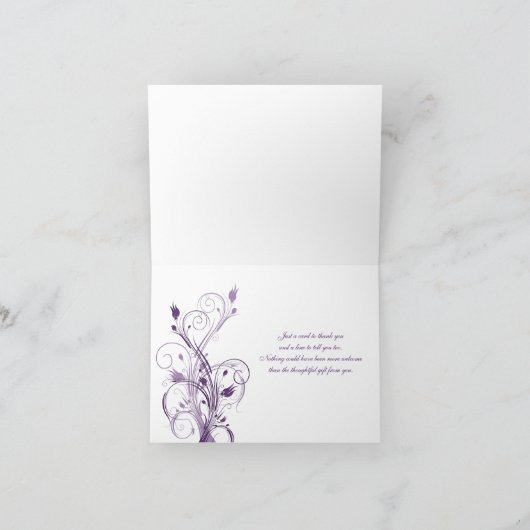 Paarse en witte bloemenkorf bedankje Kaart (Binnen)