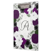 Paarse en witte bloemenkrans monogram klembord (Links)