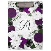 Paarse en witte bloemenkrans monogram klembord (Voorkant)