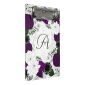 Paarse en witte bloemenkrans monogram mini klembord (Schuin)