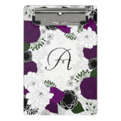 Paarse en witte bloemenkrans monogram mini klembord (Voorkant)
