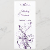 Paarse en witte bloemenmenu Kaart (Voorkant)