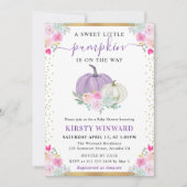 Paarse en witte bloemenpompoenen Herfst Baby showe Kaart (Voorkant)