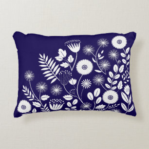 Paarse en witte Boho Wildflower Accent Kussen