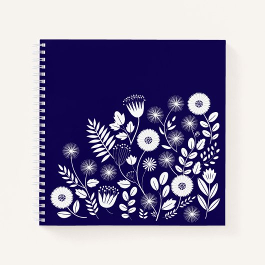 Paarse en witte Boho Wildflower Notitieboek (Voorkant)