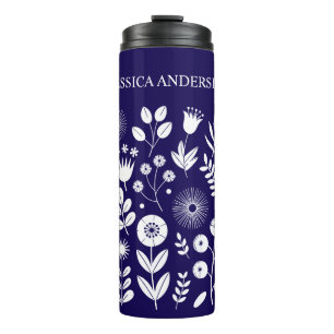 Paarse en witte Boho Wildflower Thermosbeker