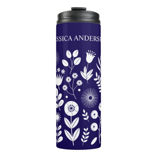 Paarse en witte Boho Wildflower Thermosbeker (Voorkant)