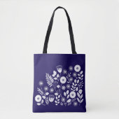 Paarse en witte Boho Wildflower Tote Bag (Voorkant)