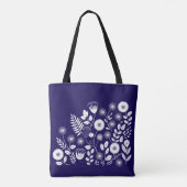 Paarse en witte Boho Wildflower Tote Bag (Achterkant)