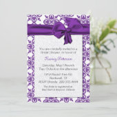 Paarse en Witte Bridal Shower Kaart (Staand voorkant)