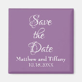 Paarse en witte bruiloft Save the Date Magneet (Voorkant)