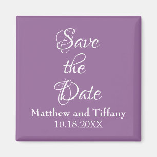Paarse en witte bruiloft Save the Date Magneet