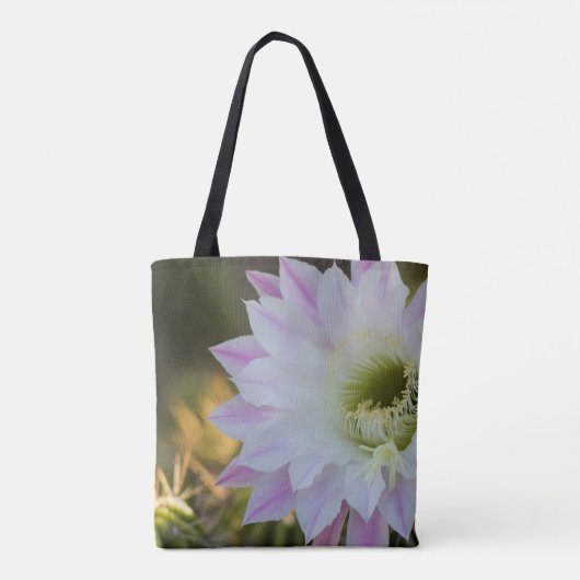 Paarse en witte cactus ventilator tote bag (Achterkant)