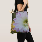 Paarse en witte cactus ventilator tote bag (Dichtbij)