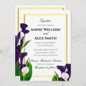 Paarse en witte Calla Lily-bruiloft Kaart (Voorkant / Achterkant)