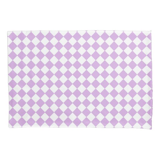 Paarse en witte Checker Patroon Standaard Kussensloop (Voorkant-Links)