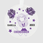 Paarse en witte Cheerleader Ornament (voorkant)