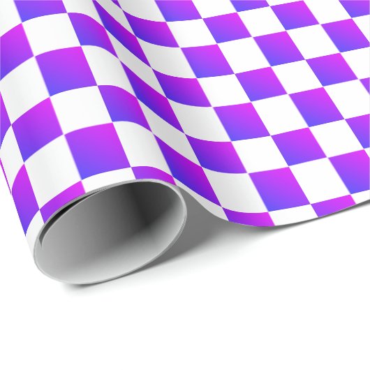 Paarse en witte cheque cadeaupapier (Rol Hoek)