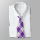 Paarse en witte cheques - Klassiek patroon Stropdas (Gebonden)